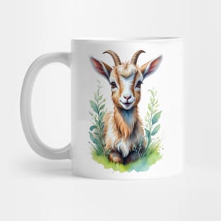 Pastoral Playmate: Watercolor Goat Portrait Mug